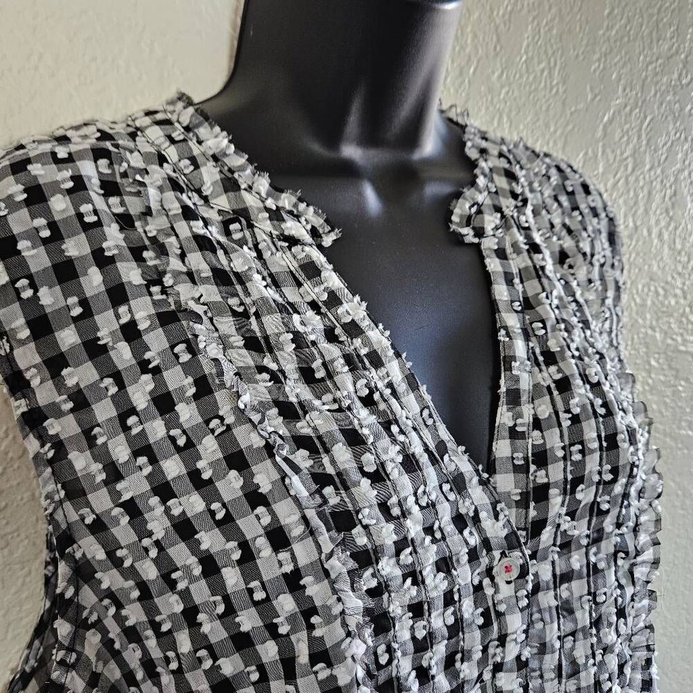 Anthropologie Maeve Ruffle Pintuck Sheer Blouse - Picture 3 of 8